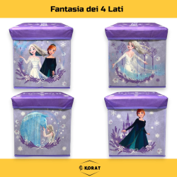 Pouf Contenitore in Tessuto Pieghevole - 30x30x30 cm - Frozen
