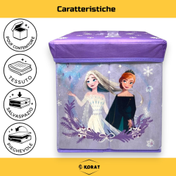 Pouf Contenitore in Tessuto Pieghevole - 30x30x30 cm - Frozen