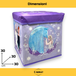 Pouf Contenitore in Tessuto Pieghevole - 30x30x30 cm - Frozen