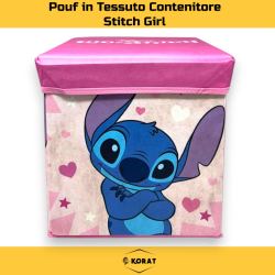 Pouf Contenitore in Tessuto Pieghevole - 30x30x30 cm - Stitch Girl