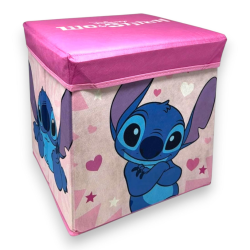 Pouf Contenitore in Tessuto Pieghevole - 30x30x30 cm - Stitch Girl