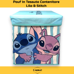 Pouf Contenitore in Tessuto Pieghevole - 30x30x30 cm - Lilo & Stitch