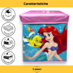Pouf Contenitore in Tessuto Pieghevole - 30x30x30 cm - Principesse Dis