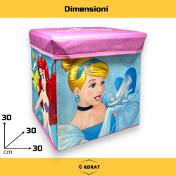 Pouf Contenitore in Tessuto Pieghevole - 30x30x30 cm - Principesse Dis