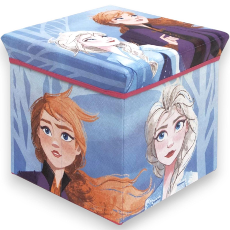 Pouf Contenitore in Tessuto Pieghevole - 30x30x30 cm - Frozen 2 