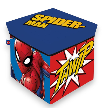 Pouf Contenitore in Tessuto Pieghevole - 30x30x30 cm - Spiderman 2