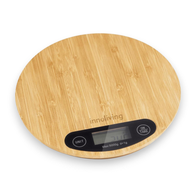 Innoliving - Bilancia Digitale da Cucina in Bamboo - Tonda