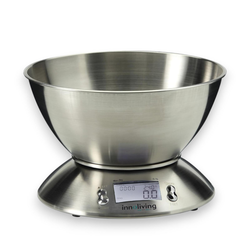 Innoliving - Bilancia Digitale da Cucina - in Acciaio con Ciotola