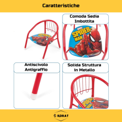 Sedia Bambini - 36x34x36 cm - Spiderman