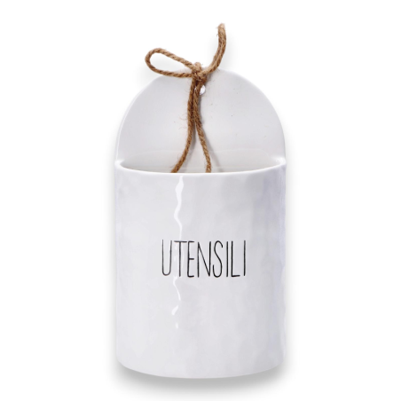 Star - Porta Utensili in Ceramica da Appendere - 13x8x23 cm