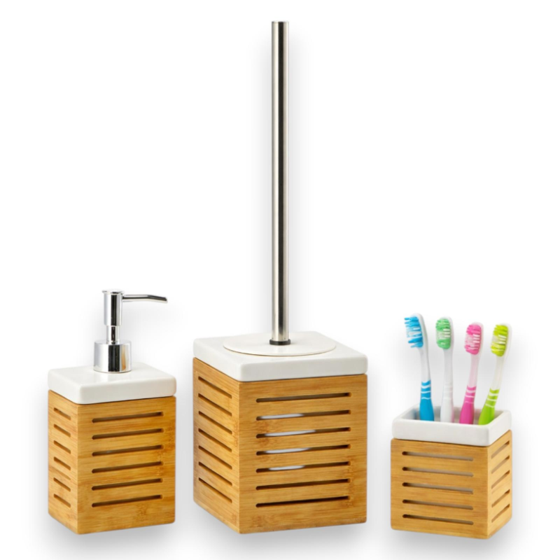 Star - Set Bagno - Portaspazzolini, Dispenser Sapone e Portascopino - 