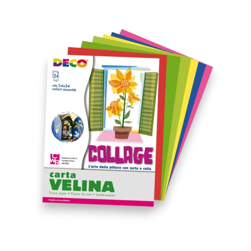 Album 24 Fogli - Carta Velina - Colori Assortiti - 24x34 cm