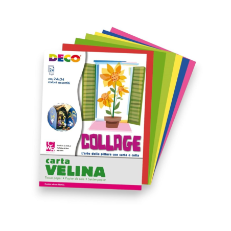 Album 24 Fogli - Carta Velina - Colori Assortiti - 24x34 cm