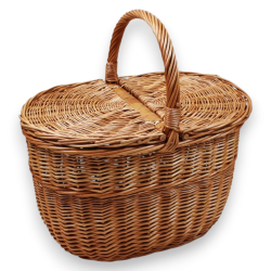 Cesto in Vimini Picnic con Coperchi - 40x32x37 Cm