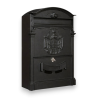 Cassetta Postale con Decoro in Metallo - Nero - 25,5x8,5x41 cm