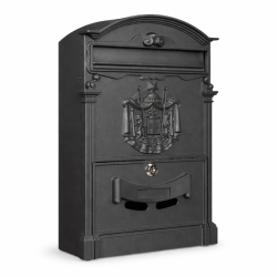 Cassetta Postale con Decoro in Metallo - Antracite - 25,5x8,5x41 cm
