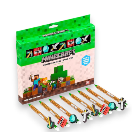 Puckator - Set di 8 Penne Cancellabili - Copripenna in Silicone - Mine