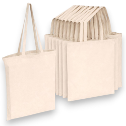 10 Borse in Cotone Naturale 38x42 cm con Manici a Tracolla