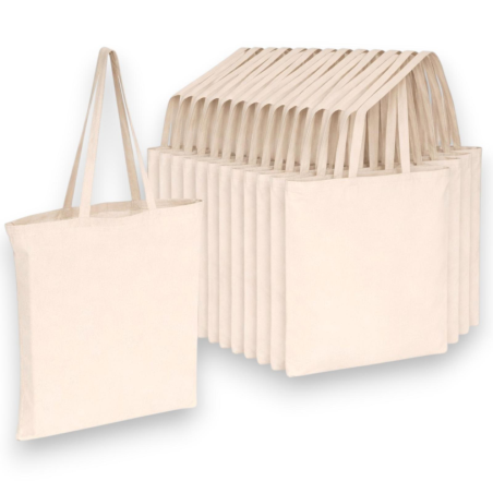 20 Borse in Cotone Naturale 38x42 cm con Manici a Tracolla