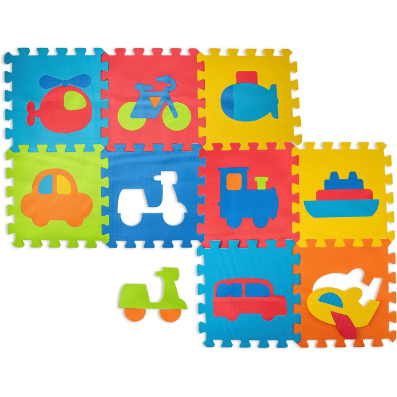 Teorema - Tappeto Puzzle Bambini - 9 Pezzi - 32x32 cm - Veicoli