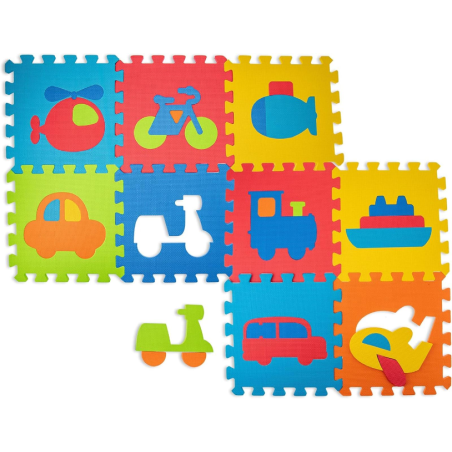 Teorema - Tappeto Puzzle Bambini - 9 Pezzi - 32x32 cm - Veicoli