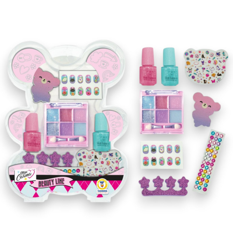 Miss Carina - Trousse Makeup e Sticker - Forma di Orsetto - 19 cm