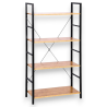 Scaffale Industriale 4 Ripiani in Metallo Nero e MDF Effetto Legno – C