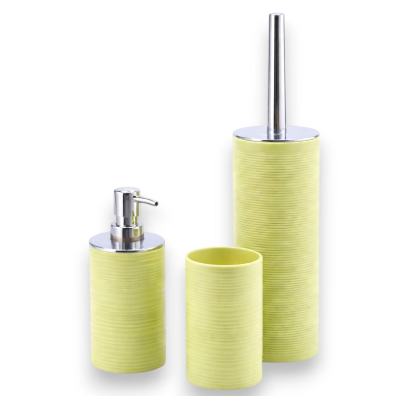 Set Accessori Bagno 3 Pezzi – Dispenser, Bicchiere e Scopino WC in PP 