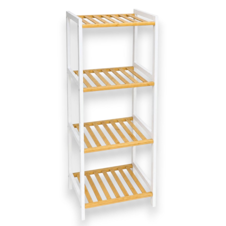 Scaffale in Metallo e Bambù - 4 Ripiani - 35x30x100 cm