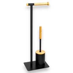 Porta Rotolo con Portascopino - 22x16x62 cm - Nero