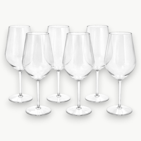 6 Calici Vino in Plastica - 550 ml - 8,5x8,5x23 Cm