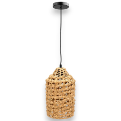 Lampadario in Corda Intrecciata Boho - 16x16x29 cm - Cilindro
