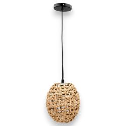 Lampadario in Corda Intrecciata Boho - 19x19x21 cm - Ovale
