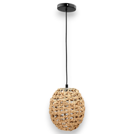 Lampadario in Corda Intrecciata Boho - 19x19x21 cm - Ovale
