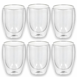 6 Bicchieri in Vetro Doppia Parete - 350 ml - 9x11,5 Cm