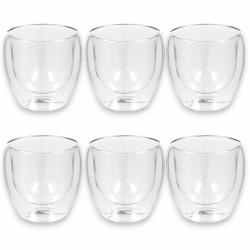 6 Bicchieri in Vetro Doppia Parete - 250 ml - 9x9 Cm