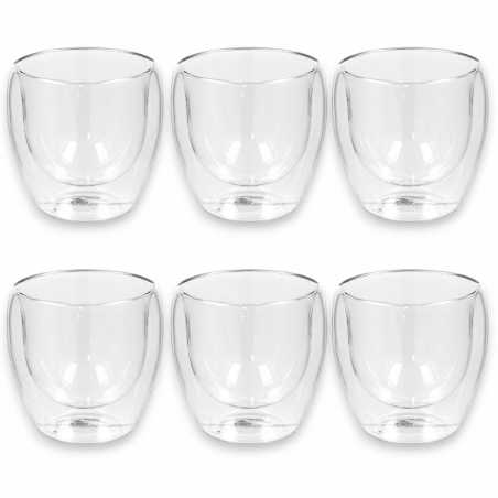 6 Bicchieri in Vetro Doppia Parete - 250 ml - 9x9 Cm