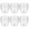 6 Bicchieri in Vetro Doppia Parete - 250 ml - 9x9 Cm