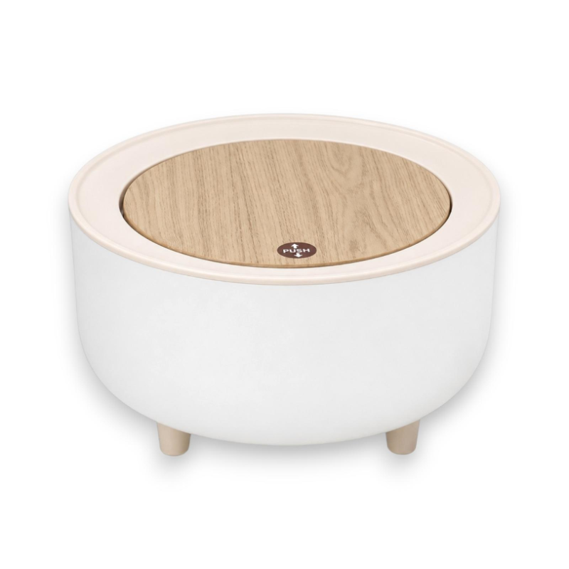 Pattumiera Rotonda Bassa da Tavolo - 2L - Bianco - Ø19,5x11 Cm
