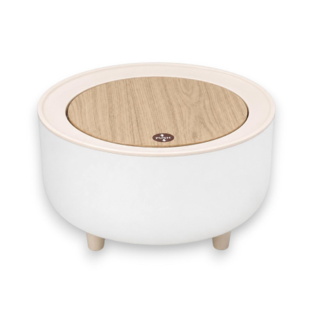 Pattumiera Rotonda Bassa da Tavolo - 2L - Bianco - Ø19,5x11 Cm