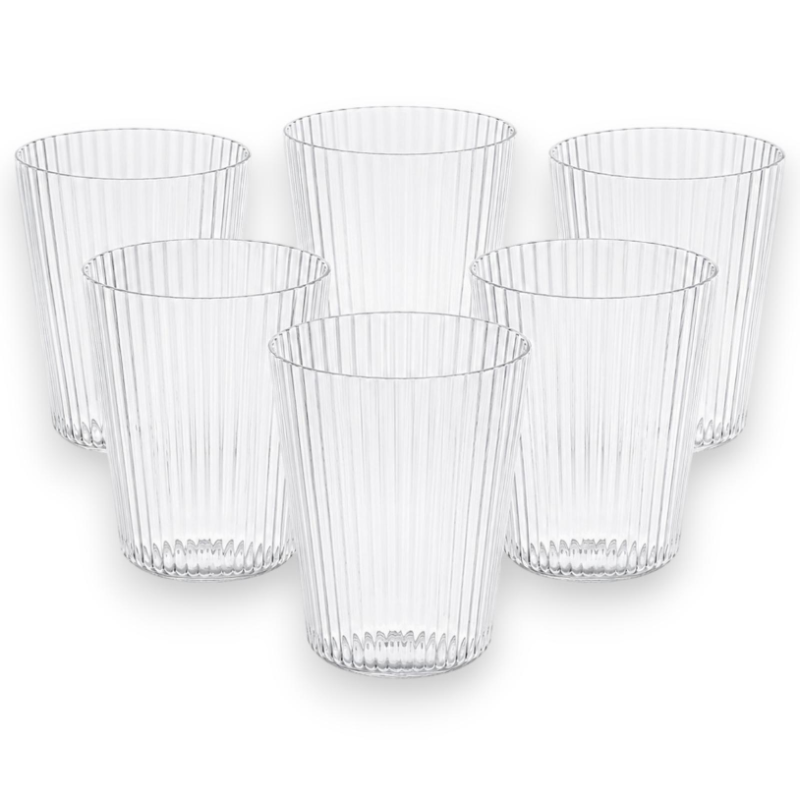 Set 6 Bicchieri in Plastica Riutilizzabili 300 ML - Effetto Vetro con 