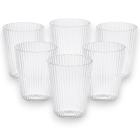 Set 6 Bicchieri in Plastica Riutilizzabili 300 ML - Effetto Vetro con 