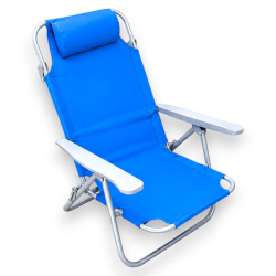 Sedia Pieghevole Con Cuscino - 5 Posizioni - 63x63x84 Cm - Blu