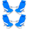 4 Sedie Pieghevoli Con Cuscino - 5 Posizioni - 63x63x84 Cm - Blu