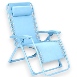 Sedia Sdraio Pieghevole Con Cuscino  - Cordonata - 65x90x110 Cm - Azzu