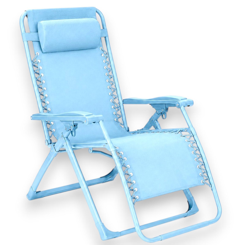 Sedia Sdraio Pieghevole Con Cuscino  - Cordonata - 65x90x110 Cm - Azzu
