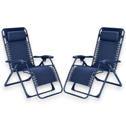 Set 2 Sedie Sdraio Pieghevole Con Cuscino  - Cordonata - 65x90x110 Cm 