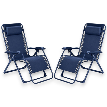 Set 2 Sedie Sdraio Pieghevole Con Cuscino  - Cordonata - 65x90x110 Cm 