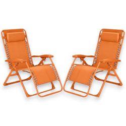 Set 2 Sedie Sdraio Pieghevole Con Cuscino  - Cordonata - 65x90x110 Cm 