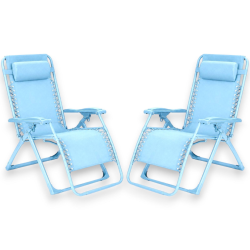 Set 2 Sedie Sdraio Pieghevole Con Cuscino  - Cordonata - 65x90x110 Cm 